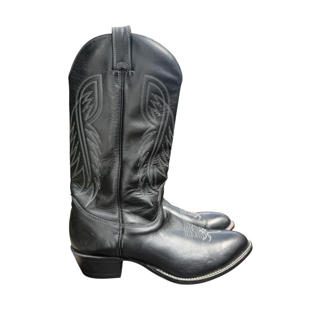 Alberta Boots Men Black Leather Western Cowboy Boot Men size 14 D